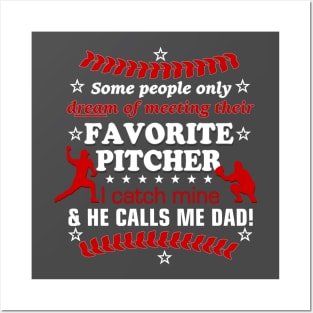 Baseball Dad Pitcher Catcher Father Son Posters and Art